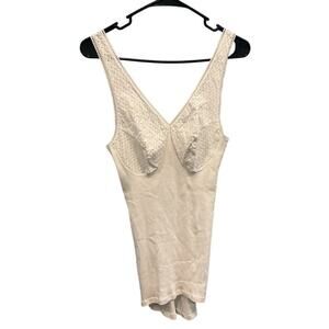 Schiesser Womens Camisole EU 48 US 14 L Tank Top Crochet White Cotton German